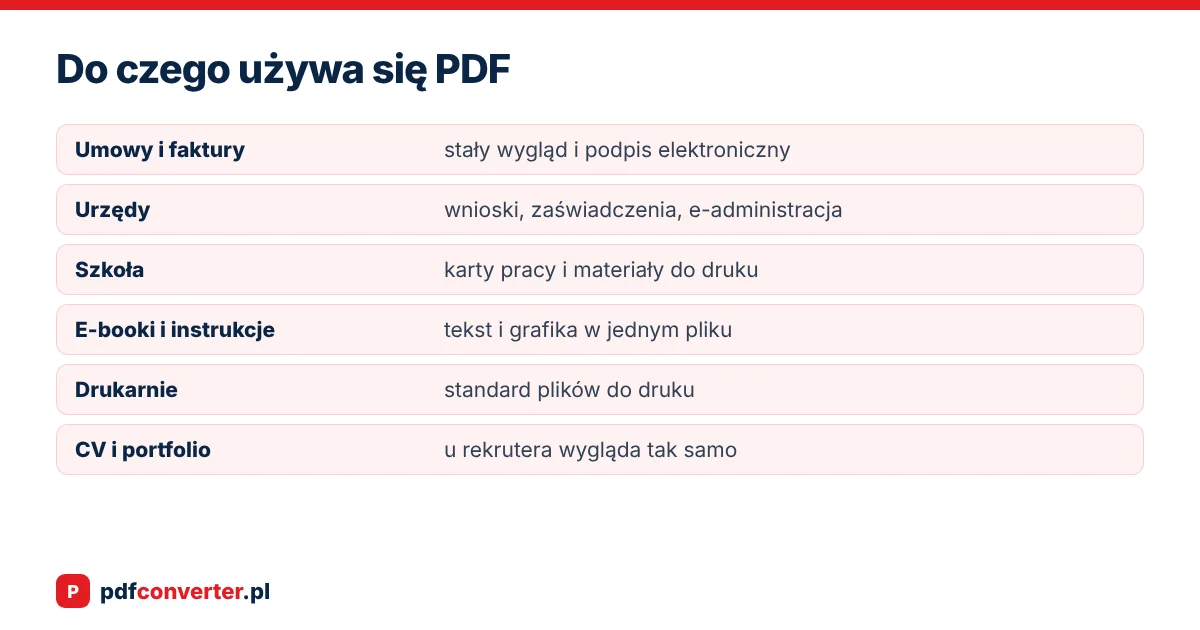 Najczęstsze zastosowania PDF