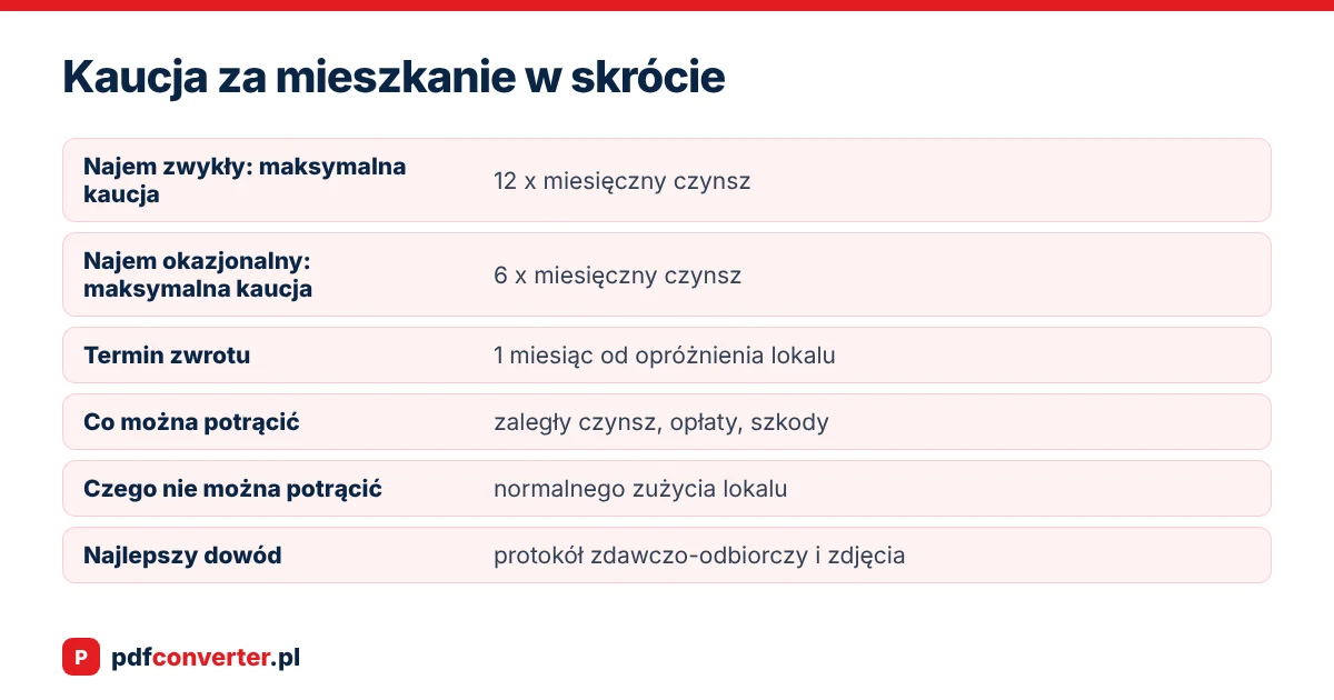Kaucja za mieszkanie w skrócie
