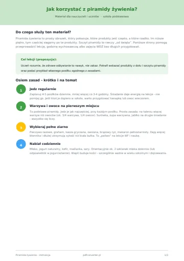 Podgląd PDF: piramida żywienia instrukcja dla nauczyciela