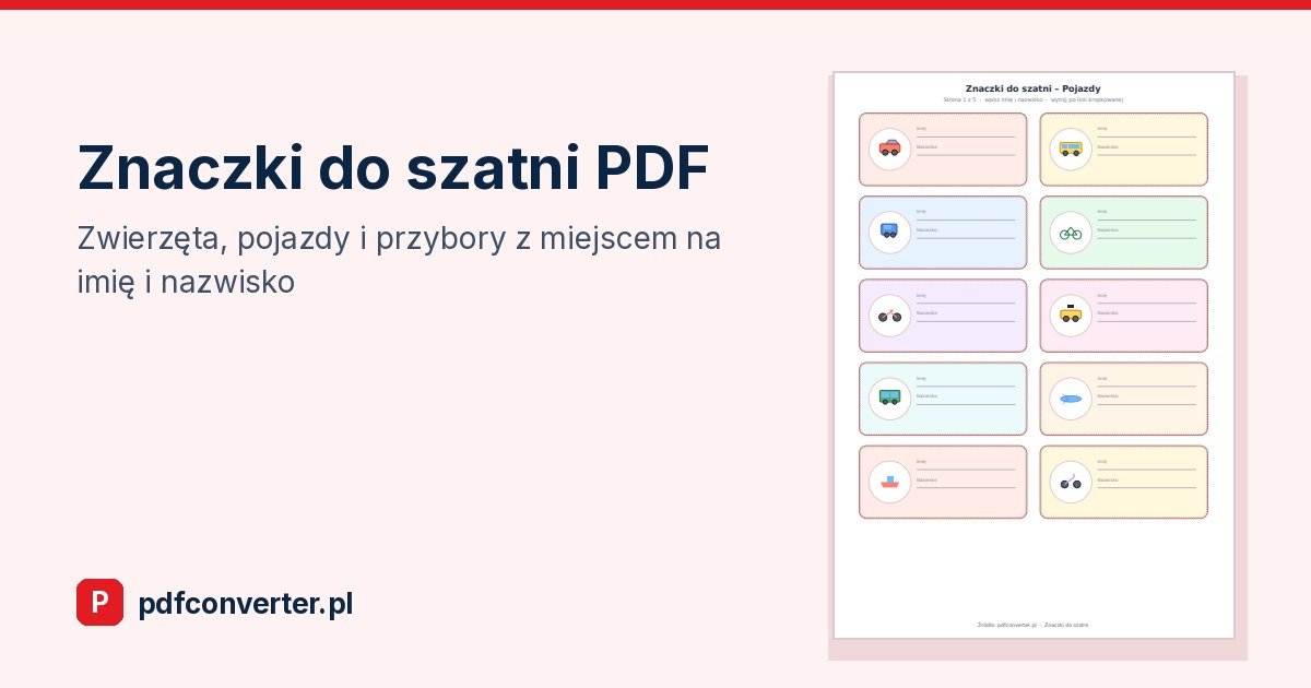 Znaczki do szatni PDF: do druku